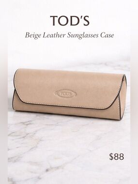 Tod’s Beige Leather Sunglasses Case Large Designer Eyewear Case